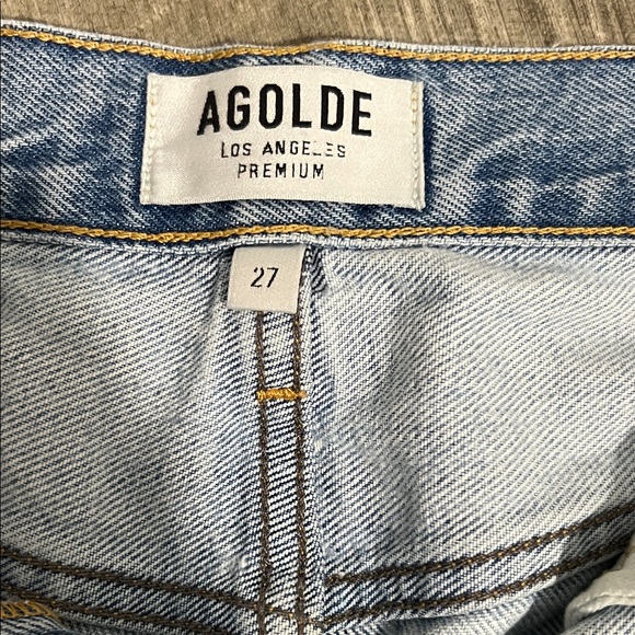 Agolde Light Wash Distressed Denim Cutoff Shorts - Picture 2 of 10